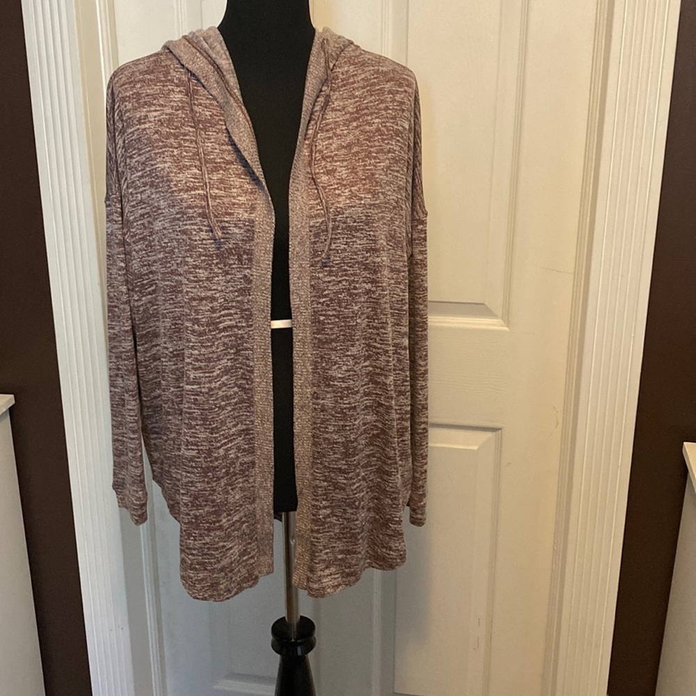 Sonoma Women’s Hoodie Cardigan Jacket SOFT sz L Wine Heather NWOT